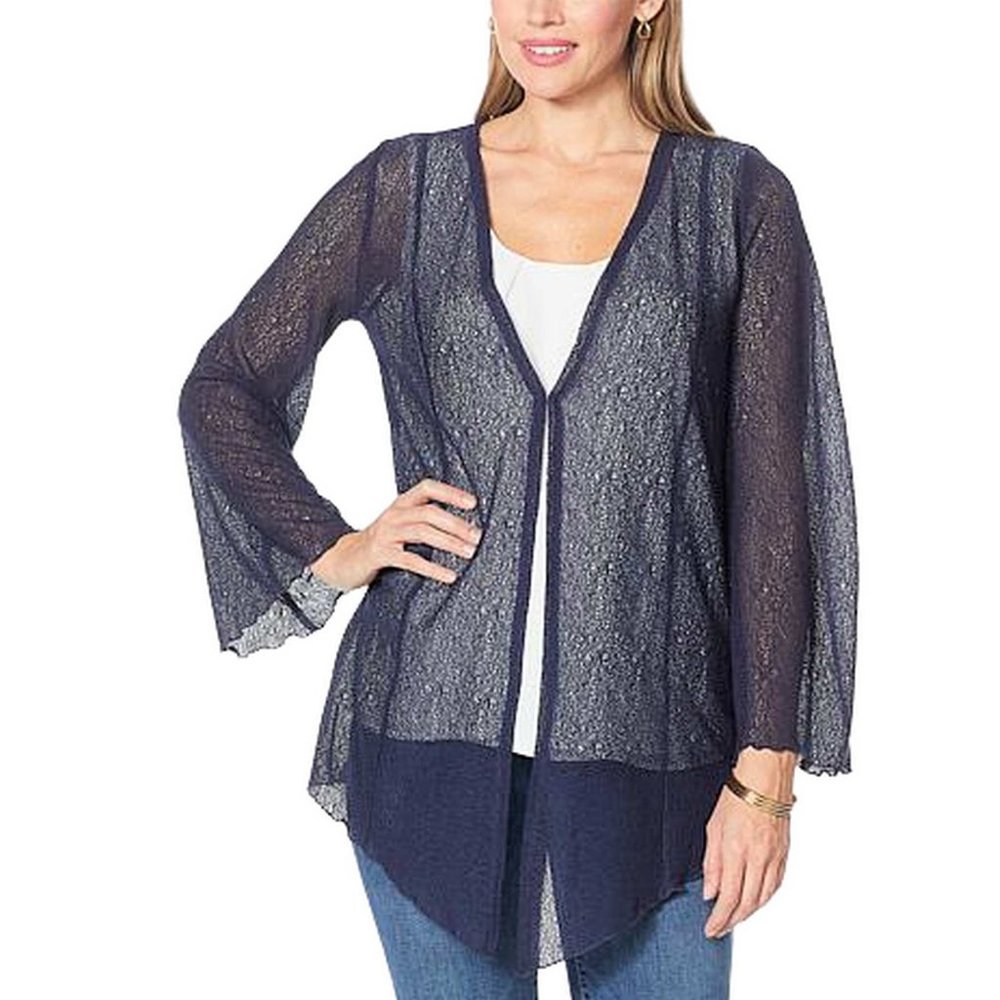 Colleen Lopez Long-Sleeve Raschel Lace Cardigan 3X (899)